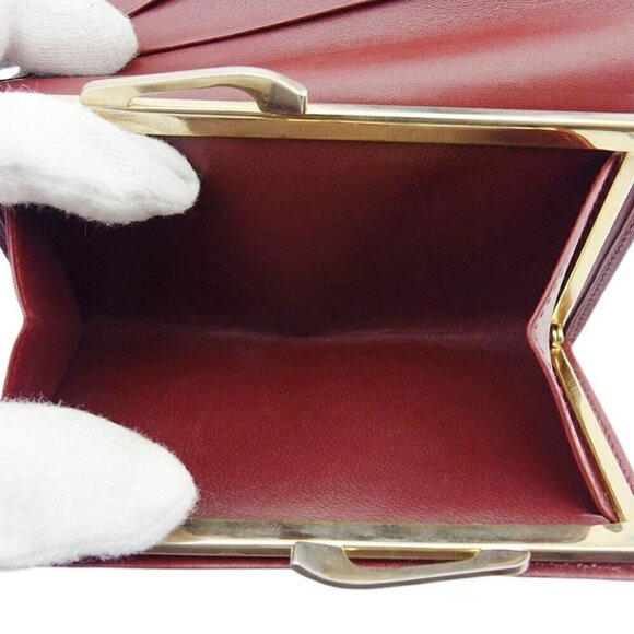 CARTIER Mason folding wallet Mastrin Bordeaux Leather Authentic USED - Picture 9 of 9
